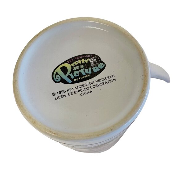 Kim Anderson Pretty as a Picture Enesco Ceramic Mug 1996 Black Interior China Vi - Picture 3 of 4